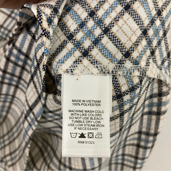 1. State Plaid V Neck Soft Lightweight Short Sleeve Button Down Large - Picture 6 of 10